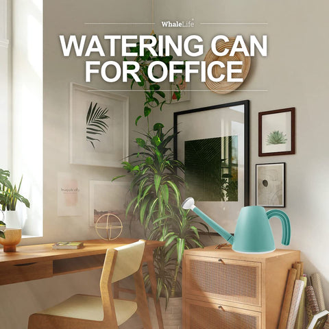 WhaleLife 2.0L blue on desktop supports small indoor plant care.