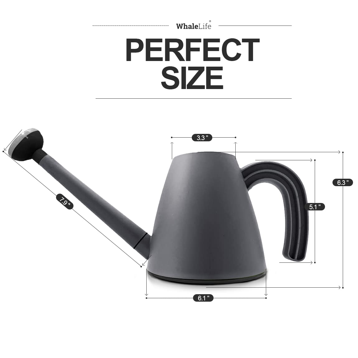 WhaleLife 2L gray durable plastic for lightweight, easy handling