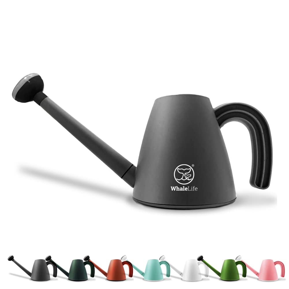 WhaleLife 2L gray indoor watering can in full view for compact plant care