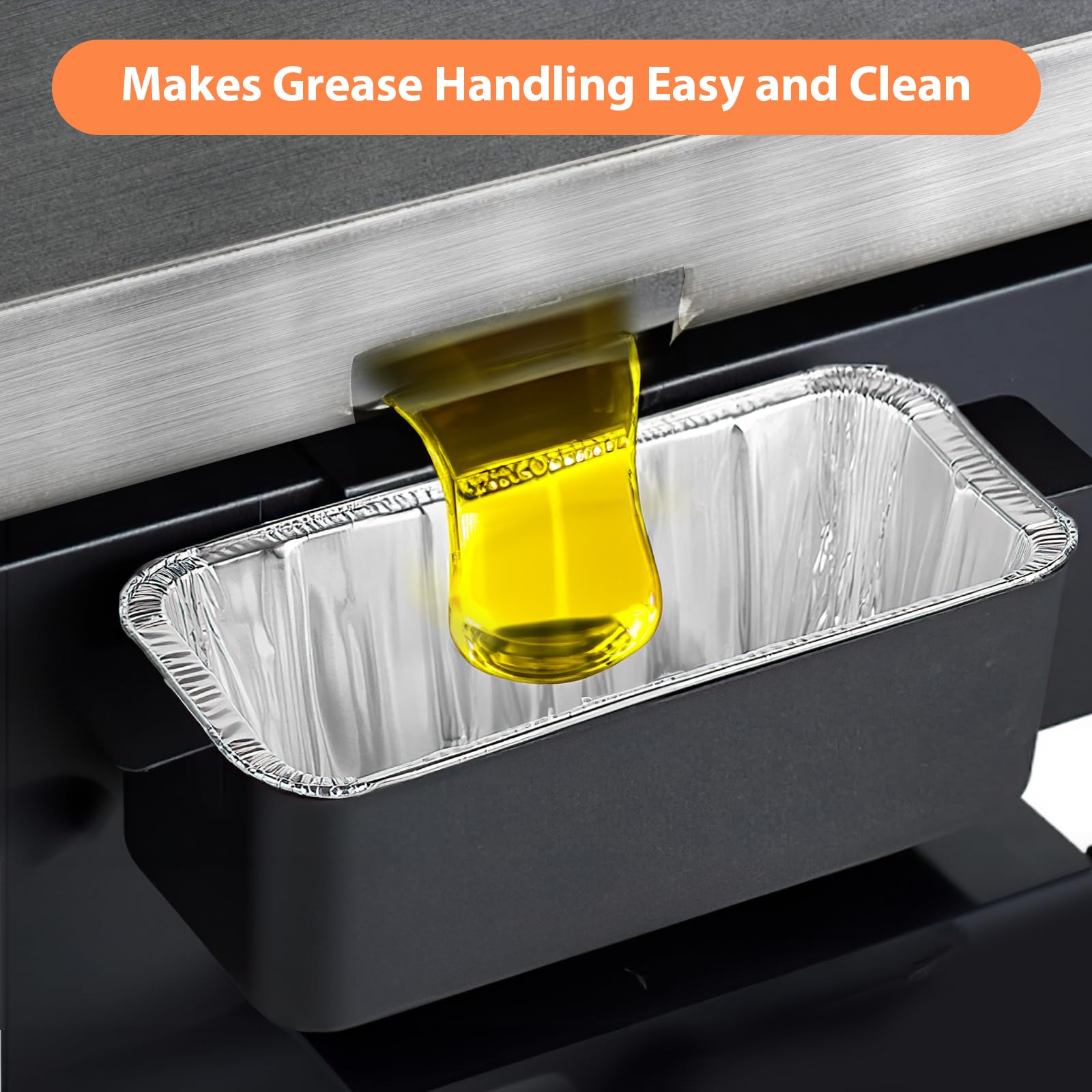 Whaleme aluminum drip-pan tray enables easy disposal after grilling.