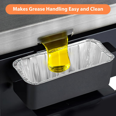 Whaleme aluminum drip-pan tray enables easy disposal after grilling.