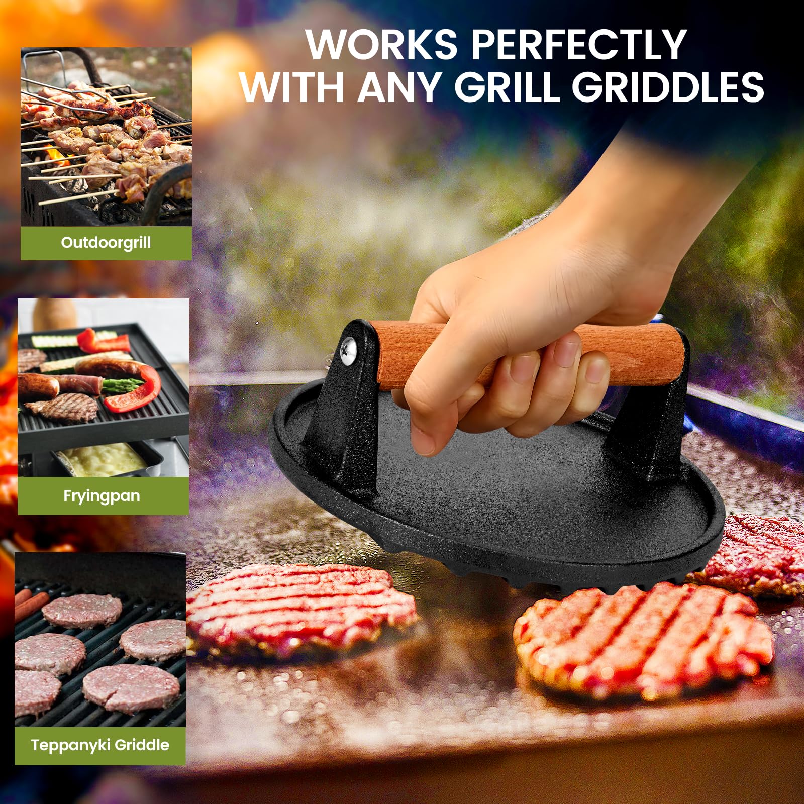 Whaleme bacon patty press casts even shape for burgers