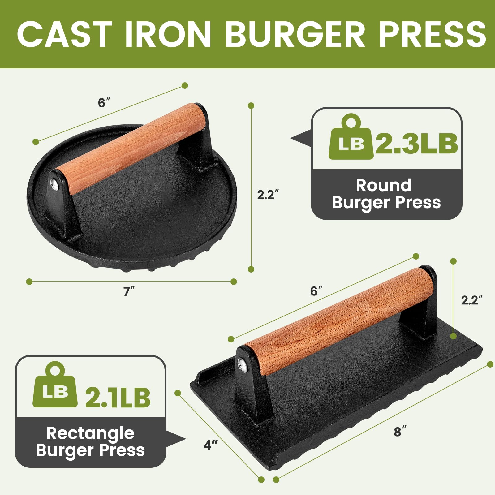 Whaleme burger press 7-round close up highlights weight for even cooking