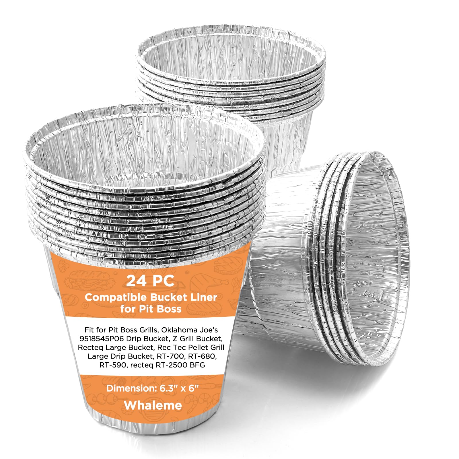 Whaleme foil liner 6.3x6.0 inches for quick cleanup during grilling.