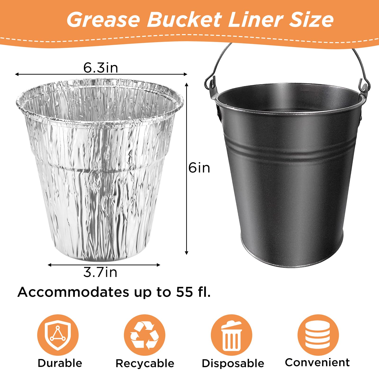 Whaleme grease bucket liner disposable for easy toss-away waste management.