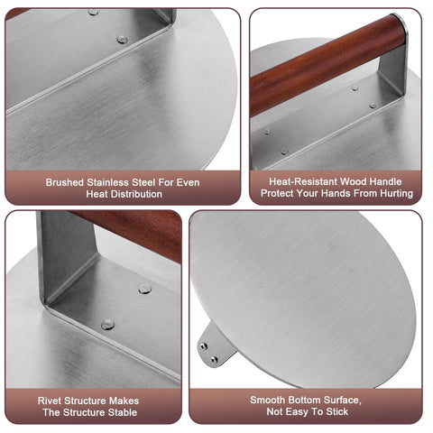Whaleme stainless steel press with nonstick surface for easy patty release