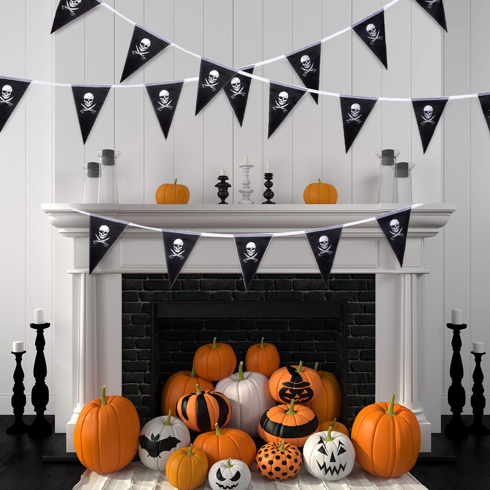Whaline banner hanging scenarios on walls, fences, or mantels.