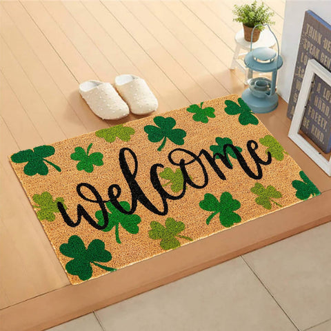Whaline dirt-scraping coir mat helps keep floors clean.