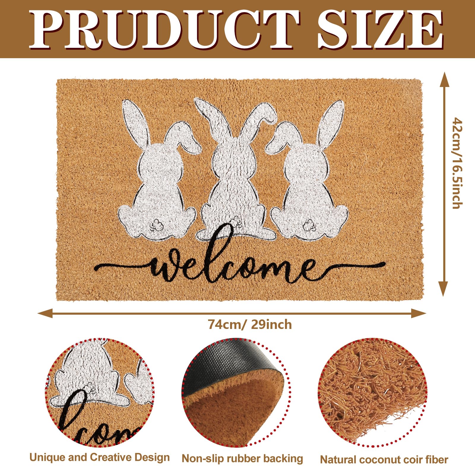 Whaline Easter doormat features festive bunny silhouette for seasonal charm.