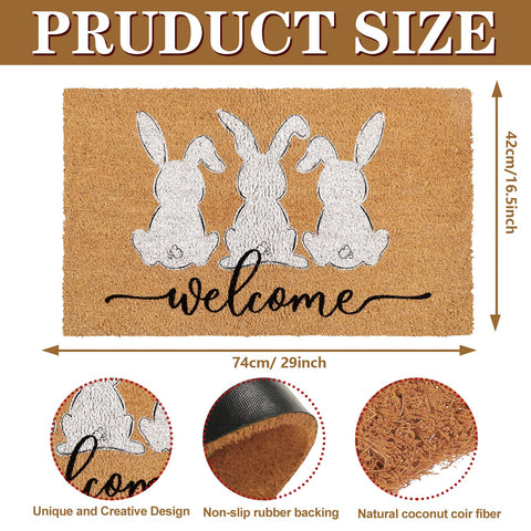 Whaline Easter doormat features festive bunny silhouette for seasonal charm.