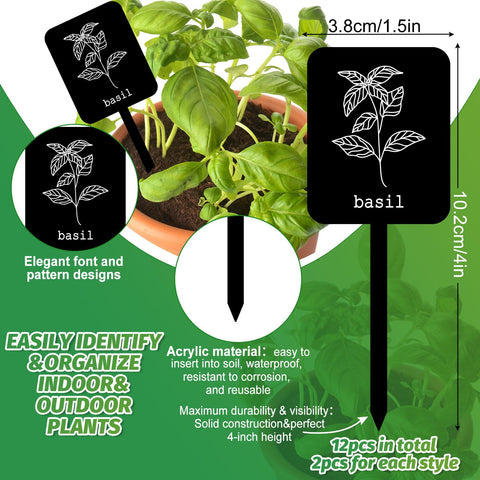Whaline garden markers with basil and cilantro names for quick plant identification