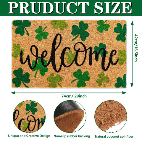 Whaline natural coir mat with non-slip backing for steady footing.