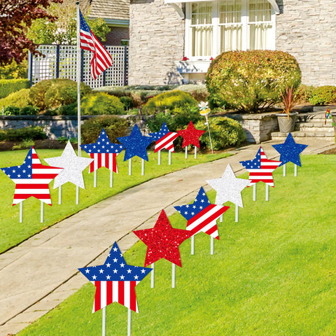Whaline patriotic star yard sign for 4th of July garden display