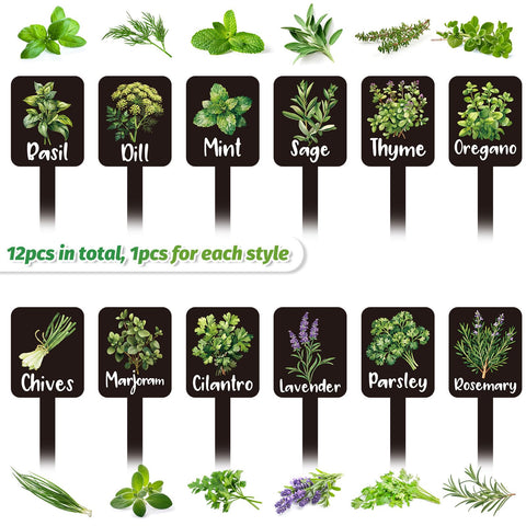Whaline plant stake tag with names keeps herbs organized.