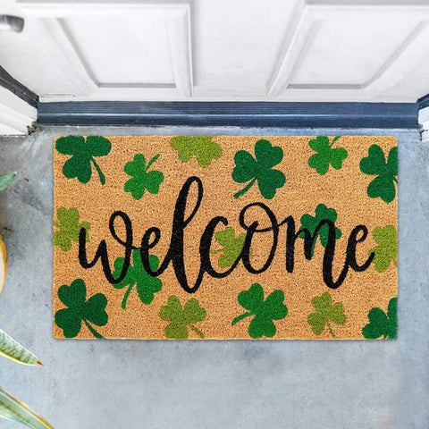 Whaline rustic shamrock design against wood background enhances curb appeal.