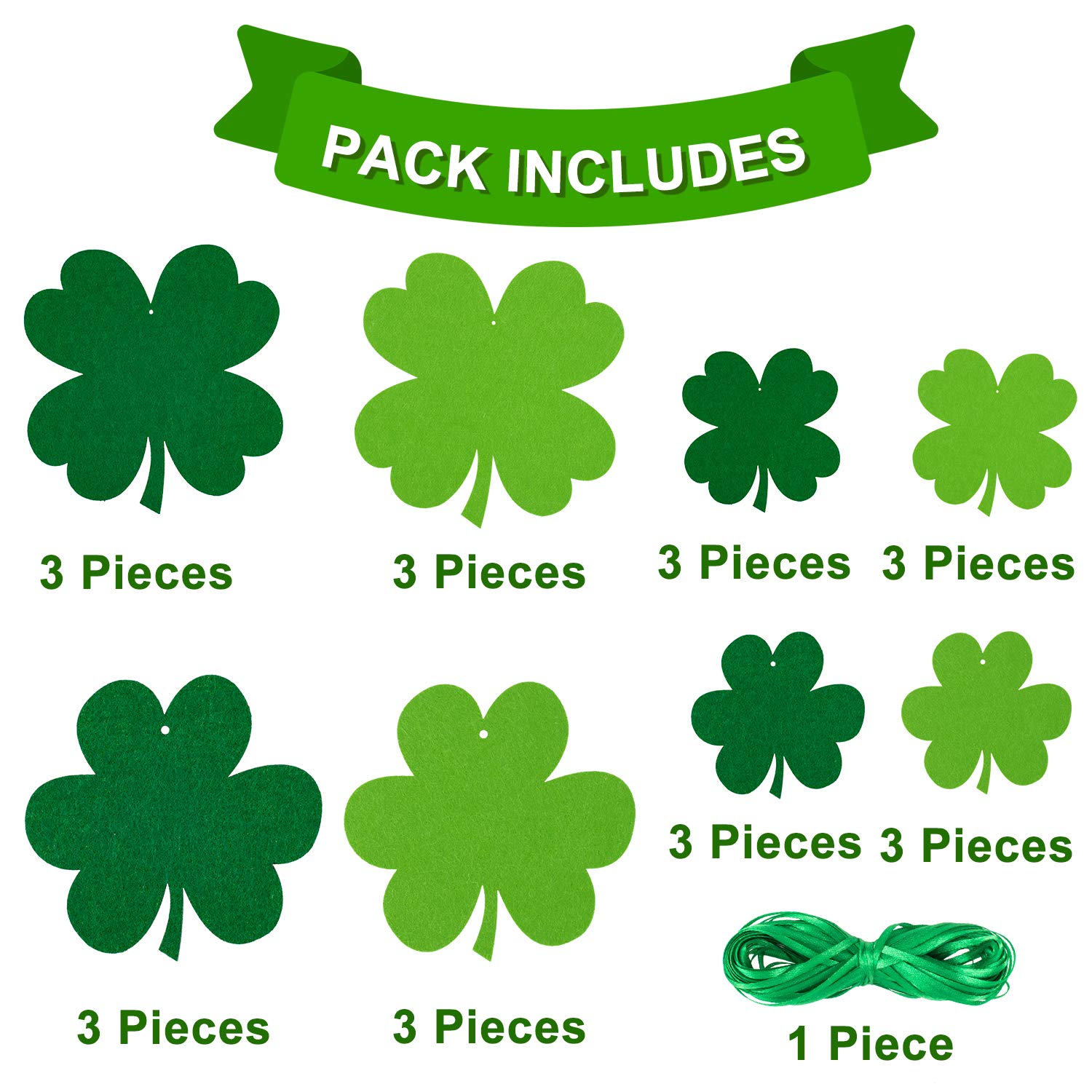 Whaline small four-leaf green hanging decor for cheerful indoor accents