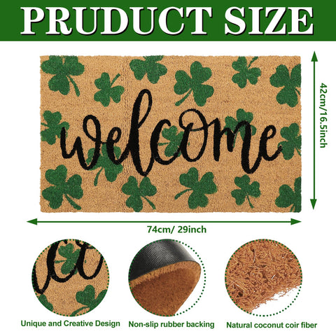 Whaline St Patrick's Day mat features lush green clovers for festive charm.