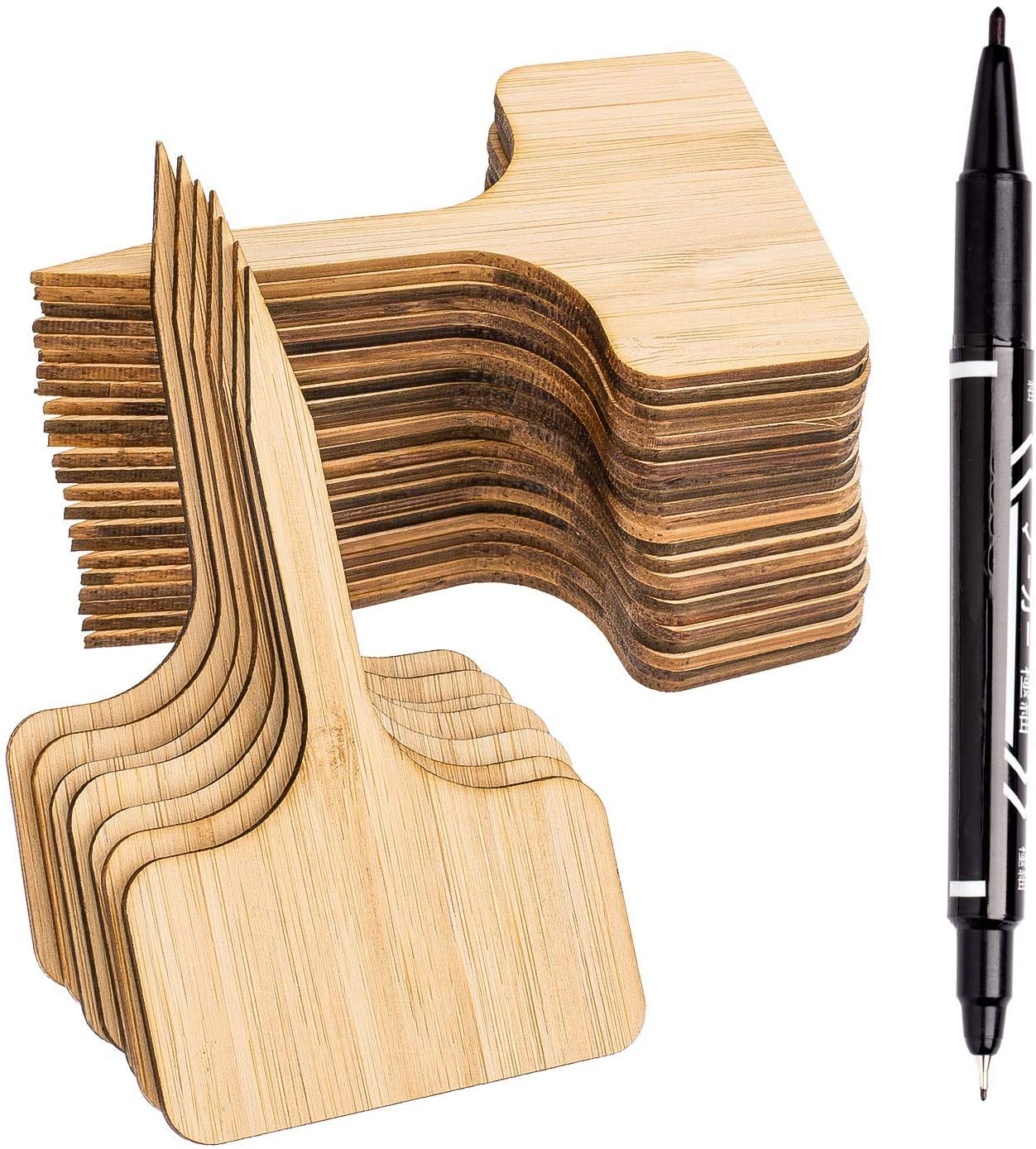 Whaline wooden plant labels with T-type design for seedlings organization and easy garden labeling.