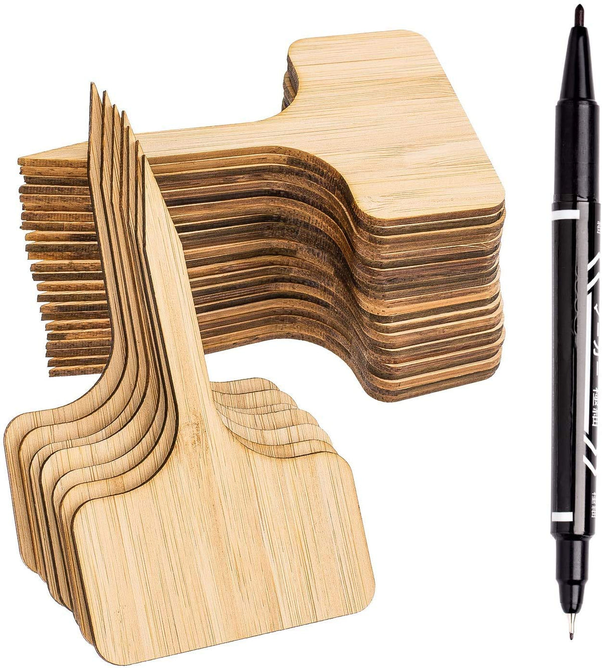 Whaline wooden plant labels with T-type design for seedlings organization and easy garden labeling.