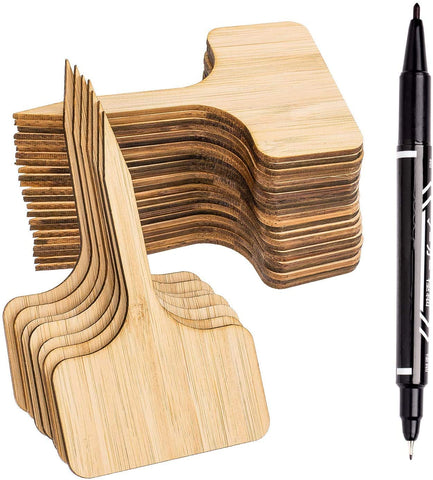 Whaline wooden plant labels with T-type design for seedlings organization and easy garden labeling.