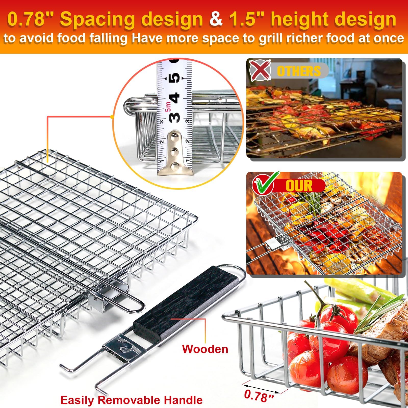 WHALERISE even-heat grid keeps foods evenly cooked without gaps
