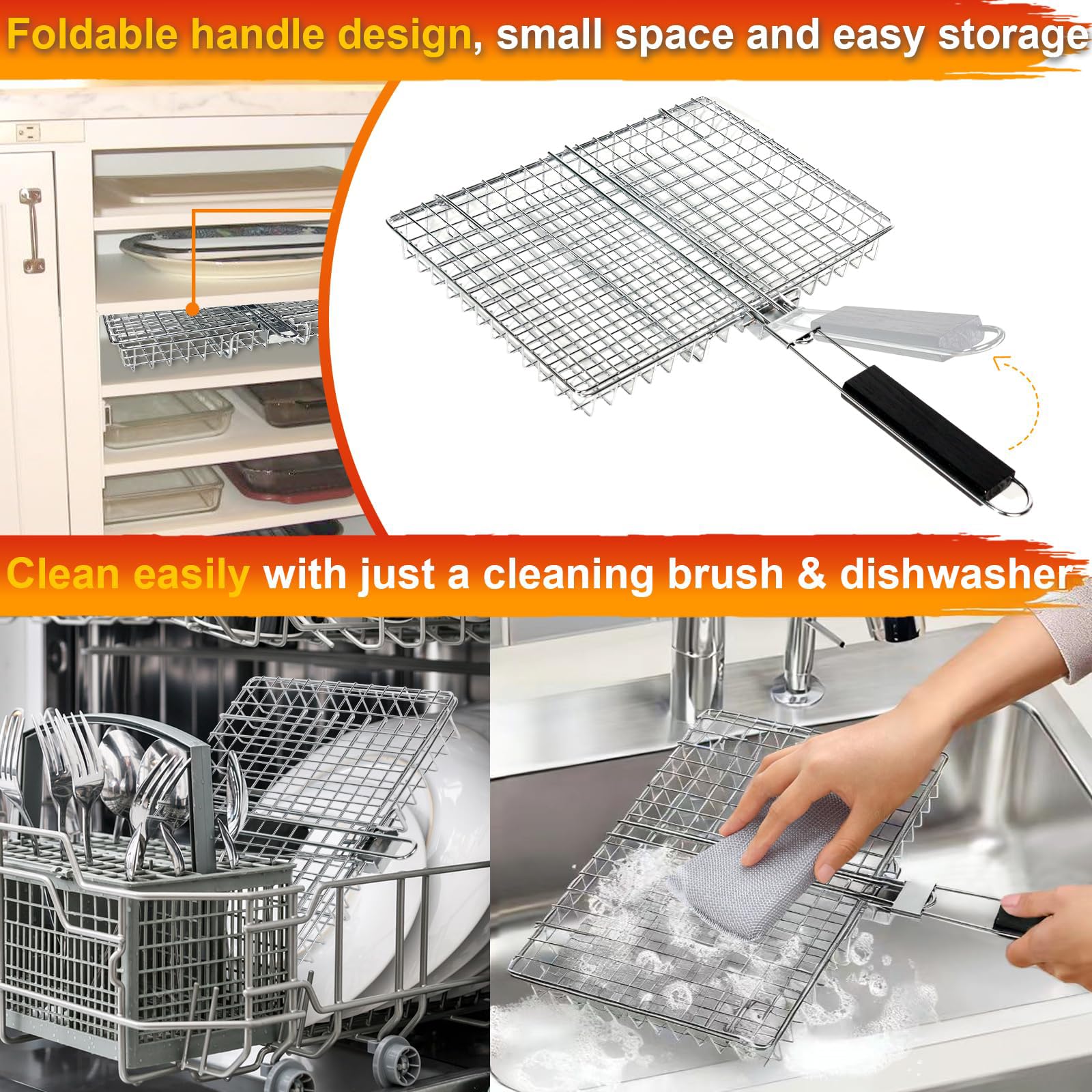 WHALERISE locking-latch ensures food stays in place during flipping