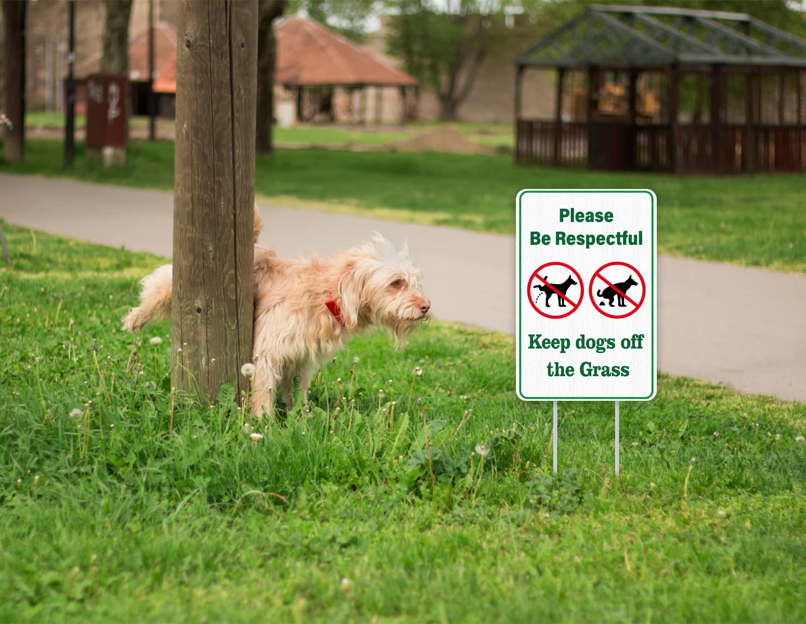WhatSign sign set includes two stakes for simple setup.