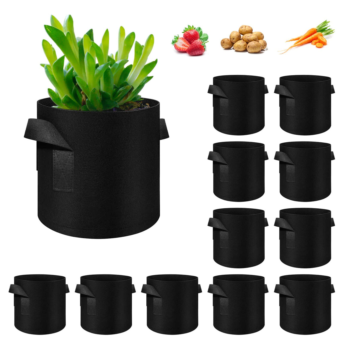 WHATWEARS 12-pack 10-gallon grow bags ready for versatile balcony gardening and easy garden expansion.