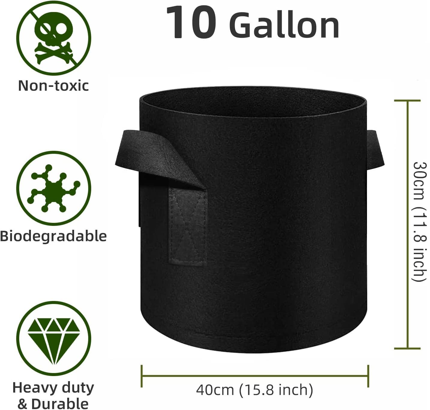 WHATWEARS thickened nonwoven fabric ensures durable pots with breathable design for vigorous root development.