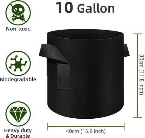 WHATWEARS thickened nonwoven fabric ensures durable pots with breathable design for vigorous root development.