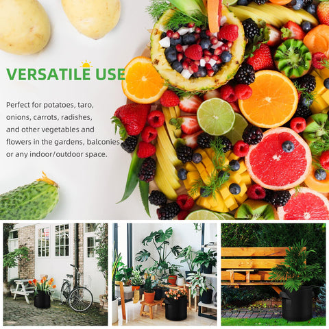 WHATWEARS wide-application bags support potatoes, radishes, cucumber, and other vegetables in any space.