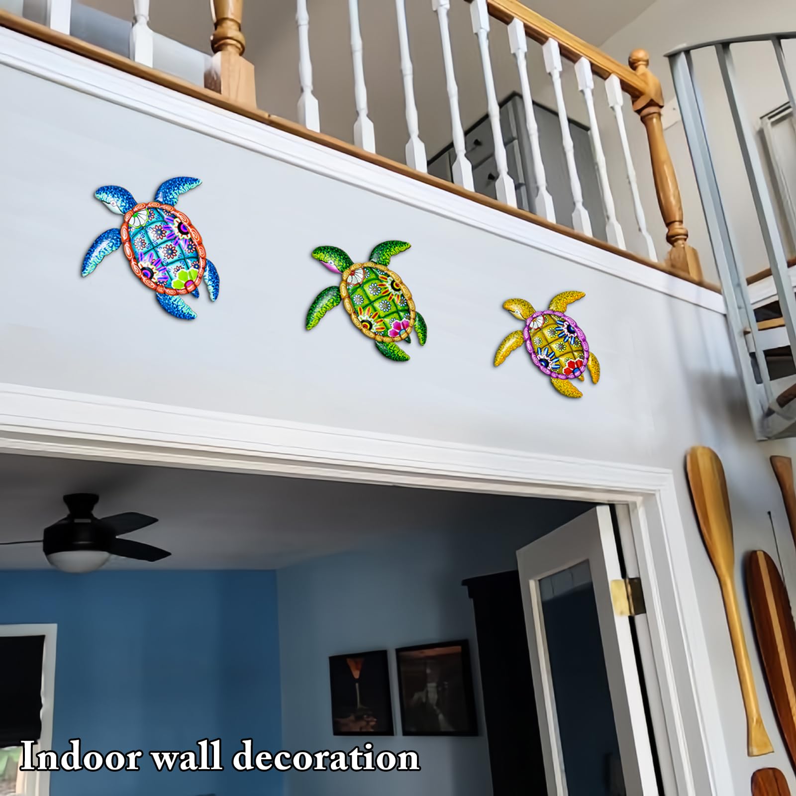 WHBIMGOOO sea turtle wall art close-up showing 3D silhouette effect