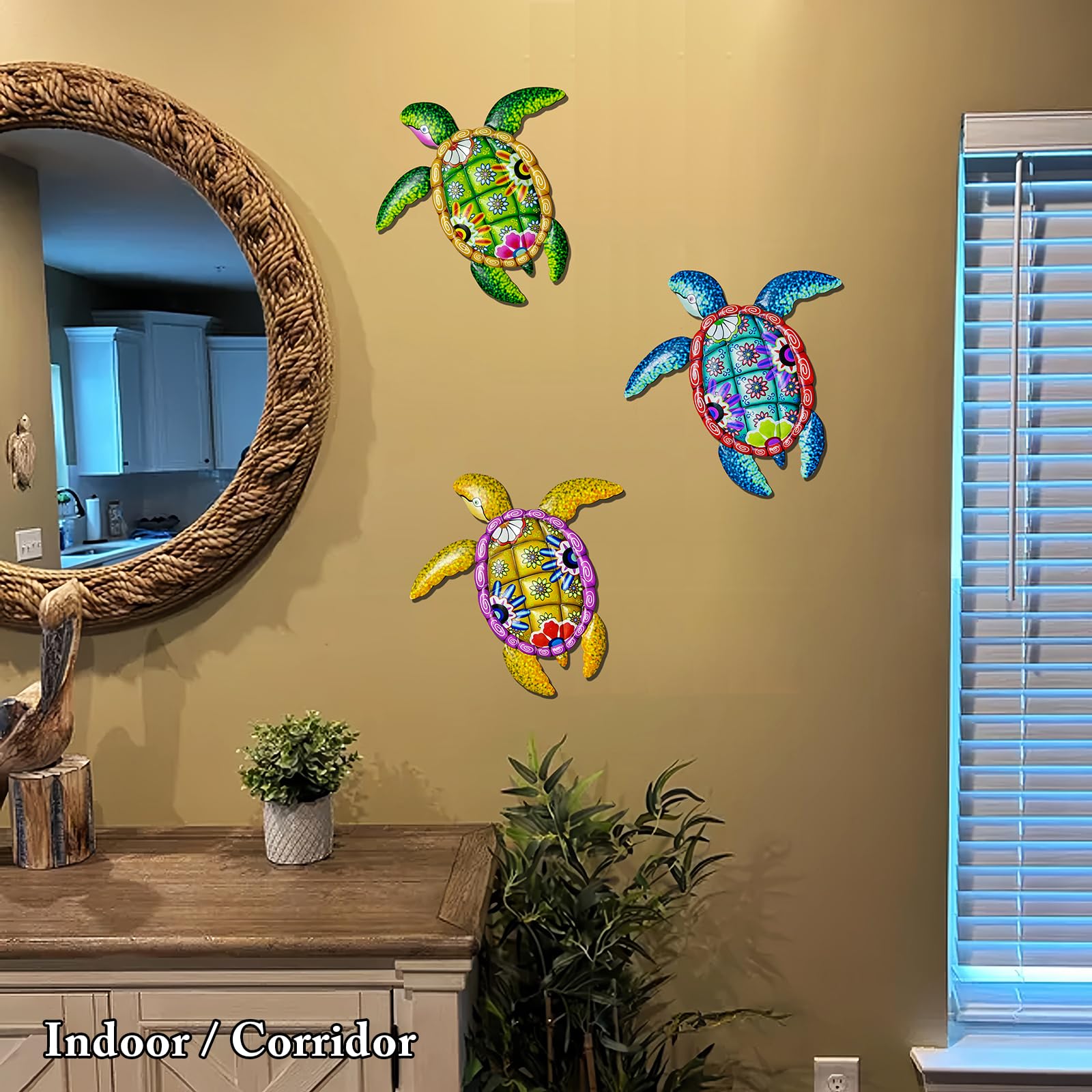 WHBIMGOOO sea turtle wall art with first turtle style on patio wall