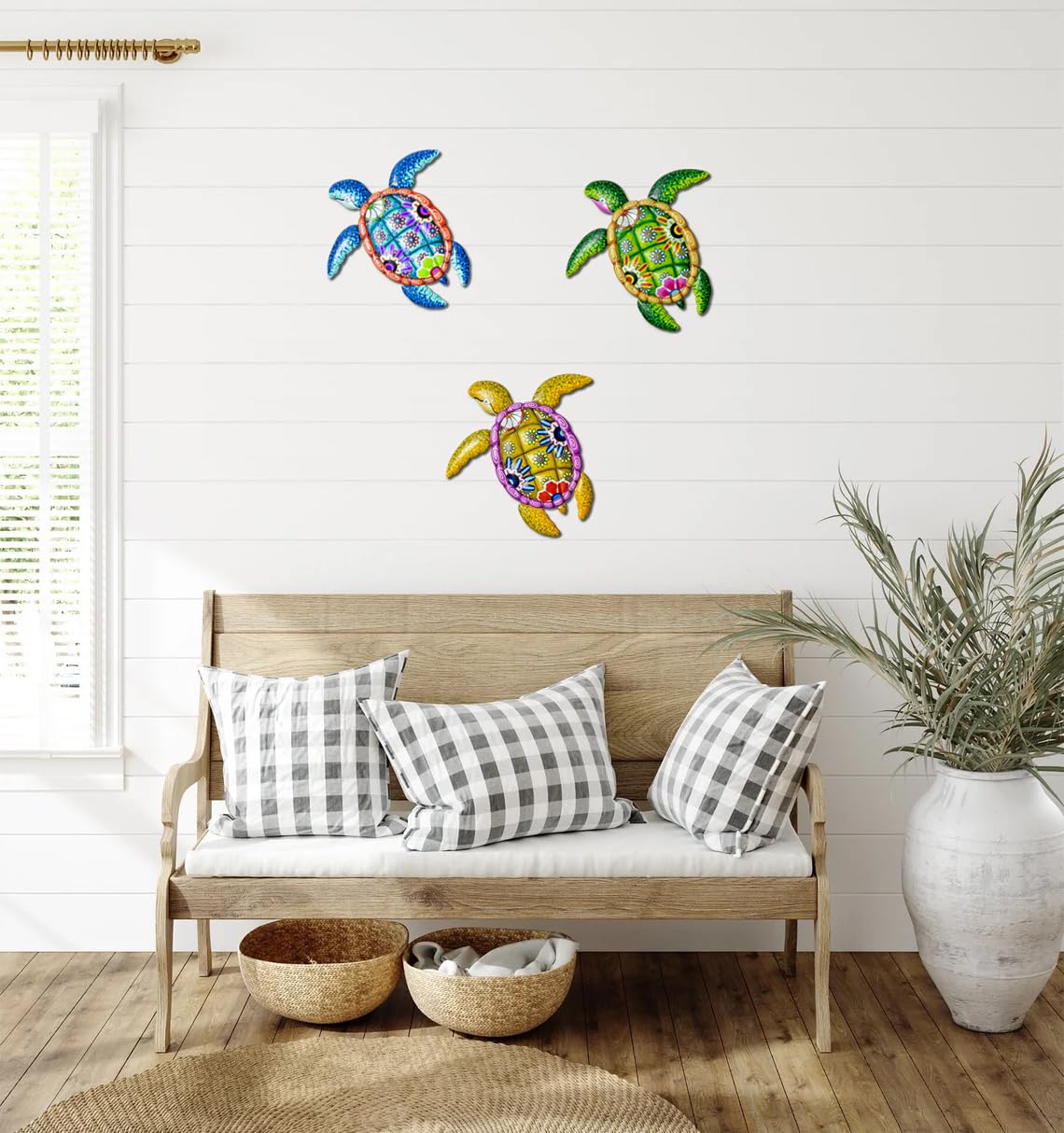 WHBIMGOOO sea turtle wall art weather-resistant metal finish in sun