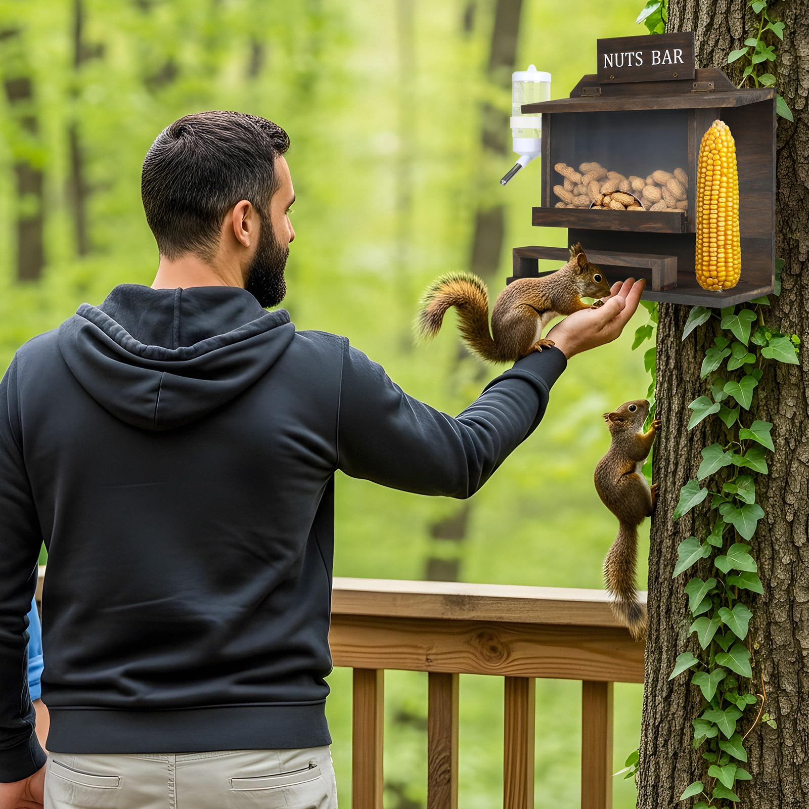 WHEARTED chipmunk house design image illustrates wildlife-friendly feeding in the yard.
