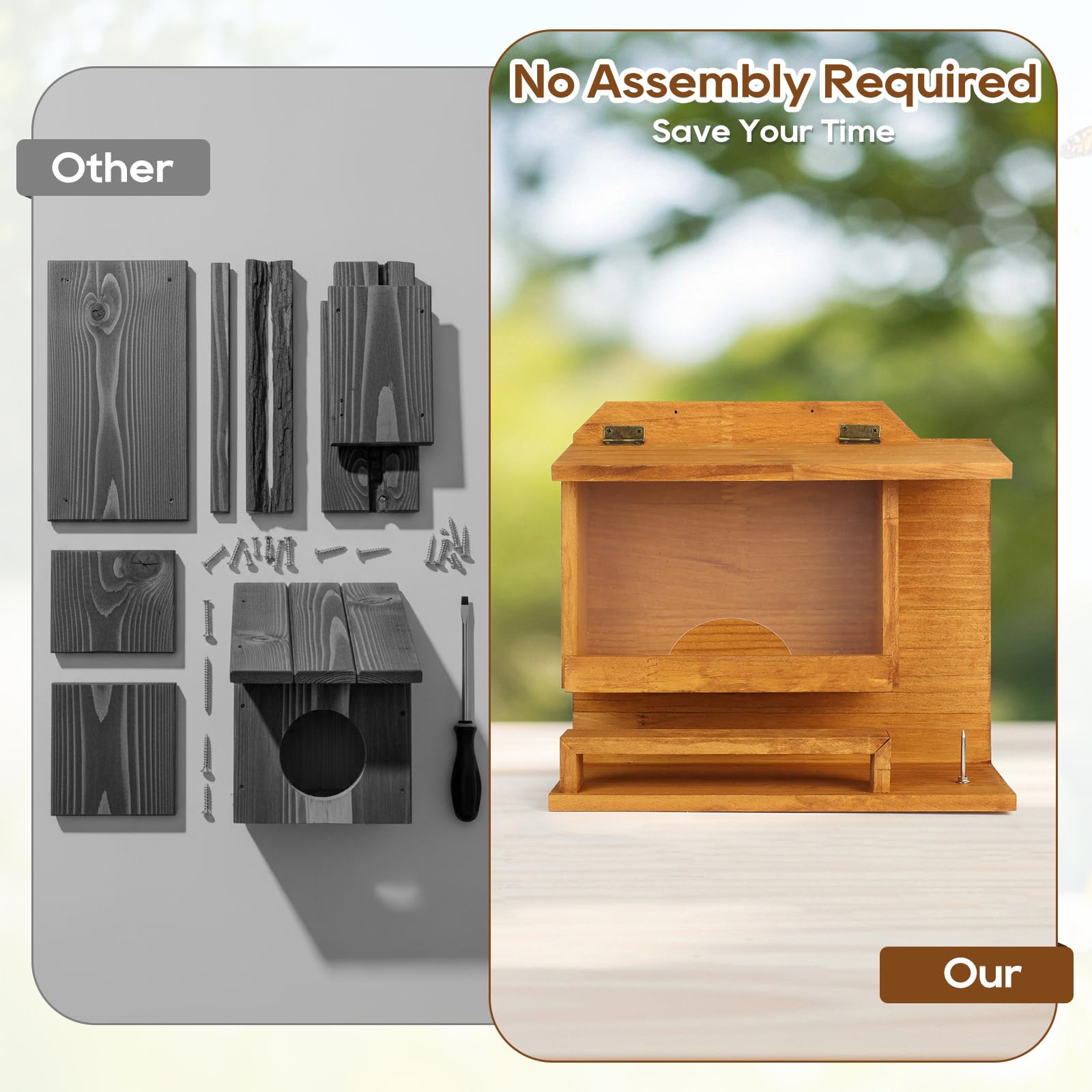 WHEARTED Feeder flip-top enables easy refills and cleaning.