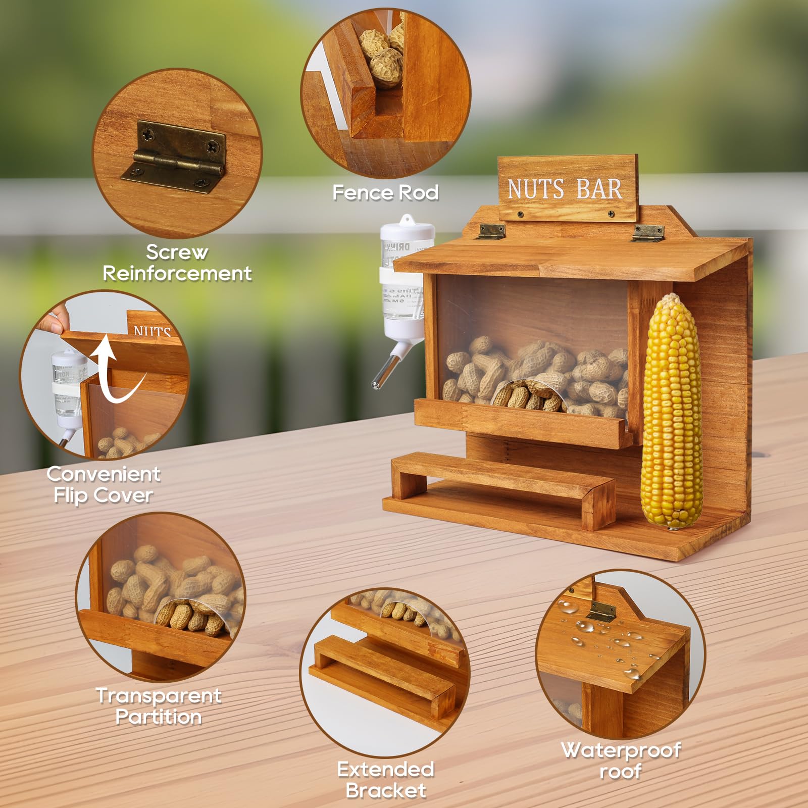 WHEARTED Feeder transparent panel lets you watch squirrels feeding.