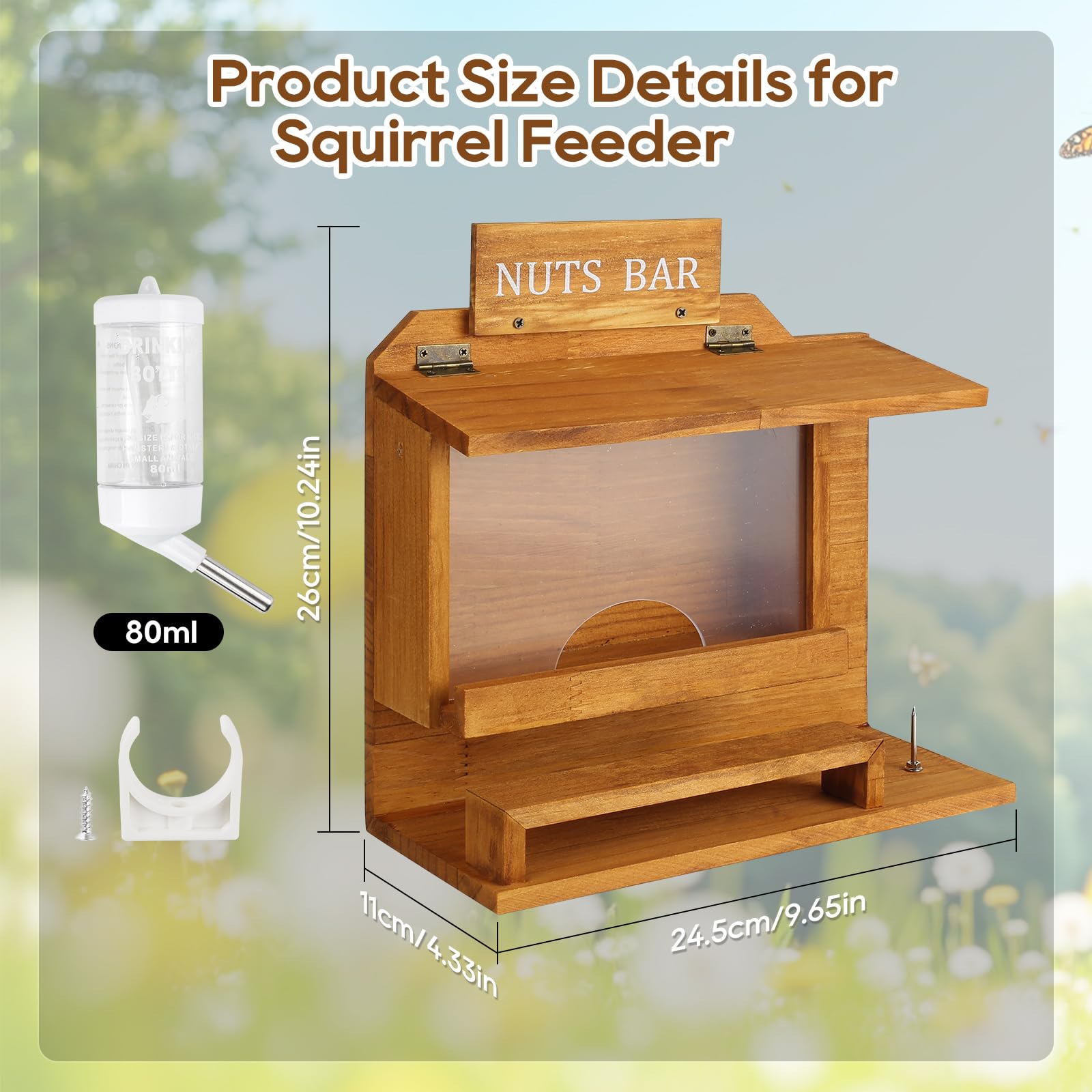 WHEARTED Feeder weatherproof wood for outdoor longevity.