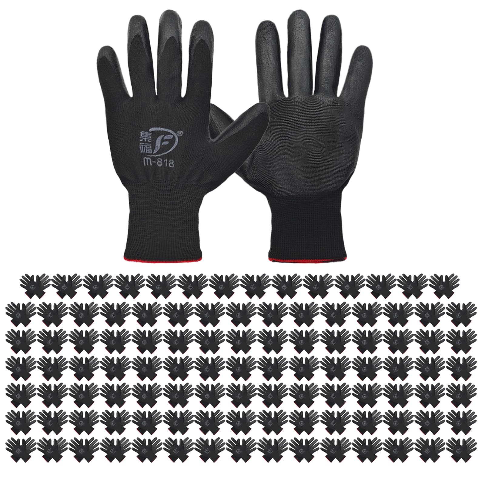 WHEATHUSK 120-pair black garden gloves pack for versatile outdoor work and protection.