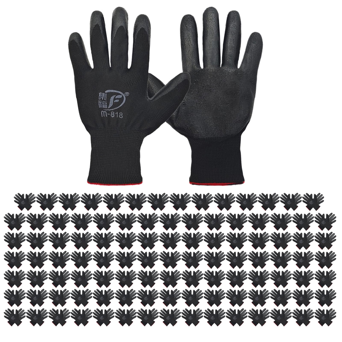 WHEATHUSK 120-pair black garden gloves pack for versatile outdoor work and protection.