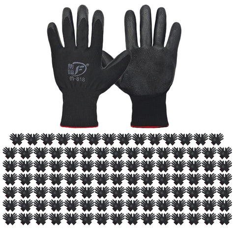 WHEATHUSK 120-pair black garden gloves pack for versatile outdoor work and protection.