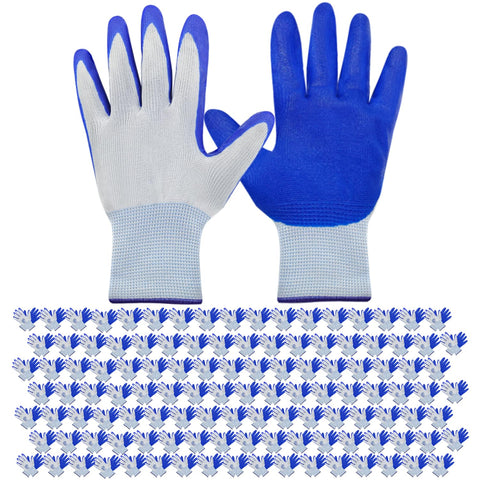 WHEATHUSK 120-pair garden gloves bulk pack with blue nitrile coating for durable grip