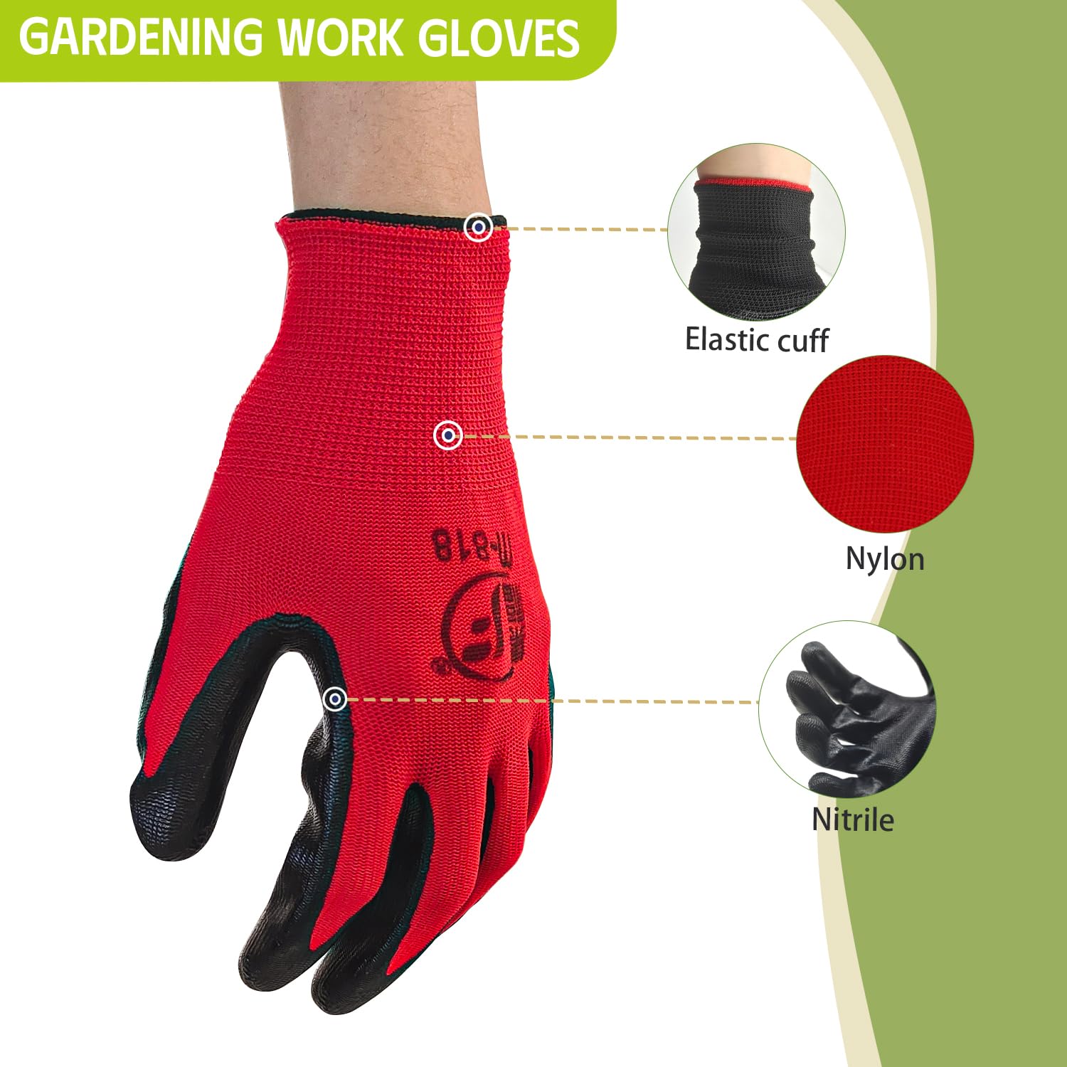 WHEATHUSK nitrile-coated garden gloves offer a secure grip in wet or dry conditions.