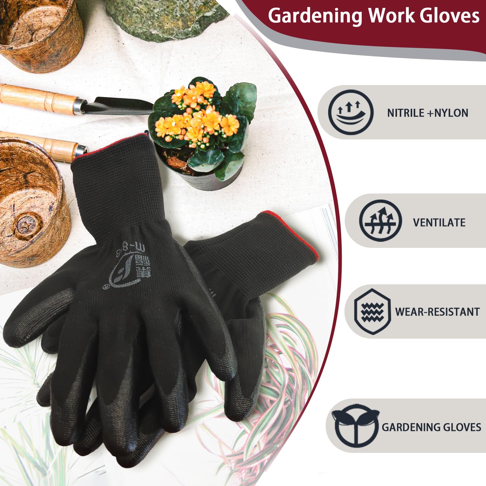 WHEATHUSK soft inner-knit gardening gloves offer long-lasting comfort.