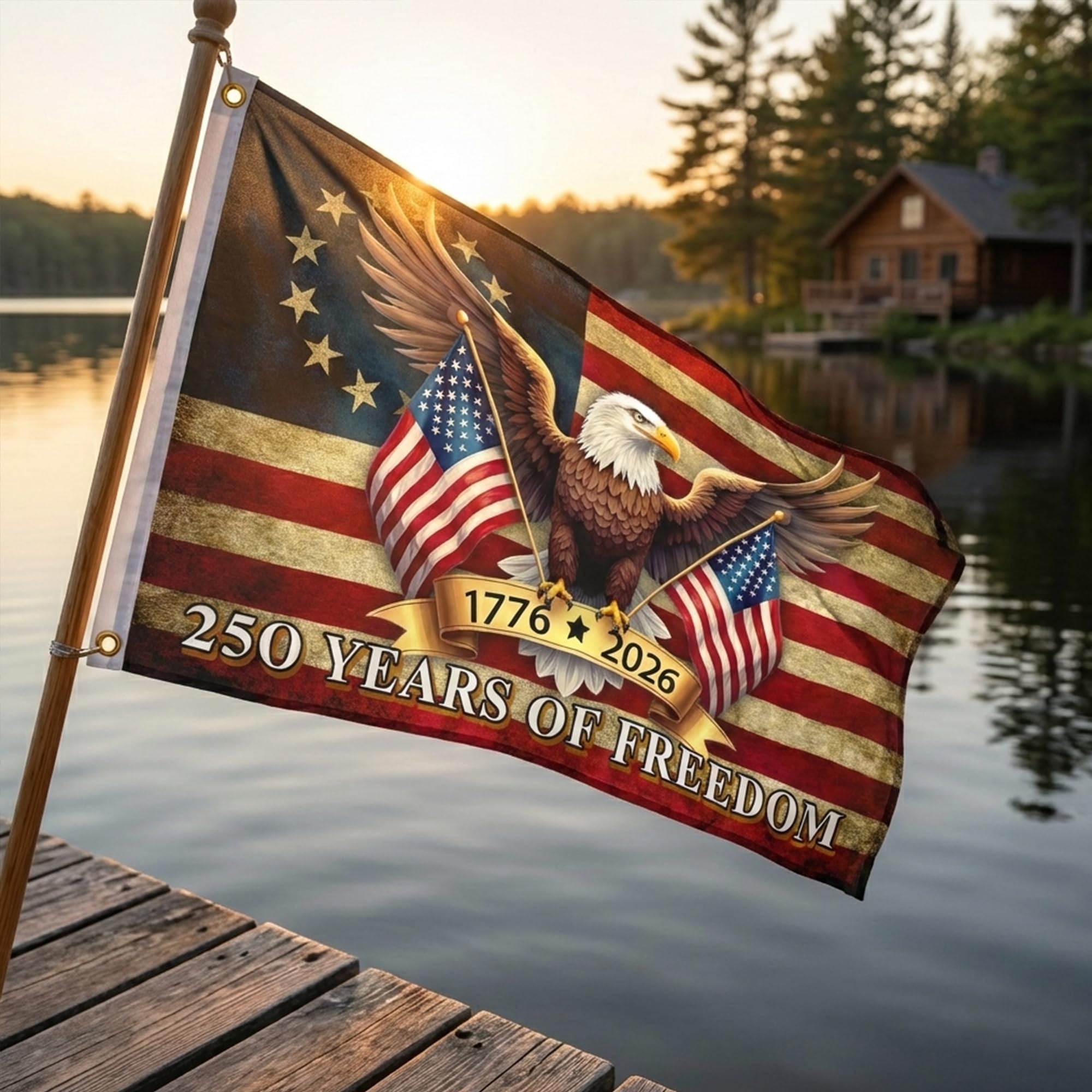 WHGJ flag with brass grommets for easy hanging and reliable wind resistance.