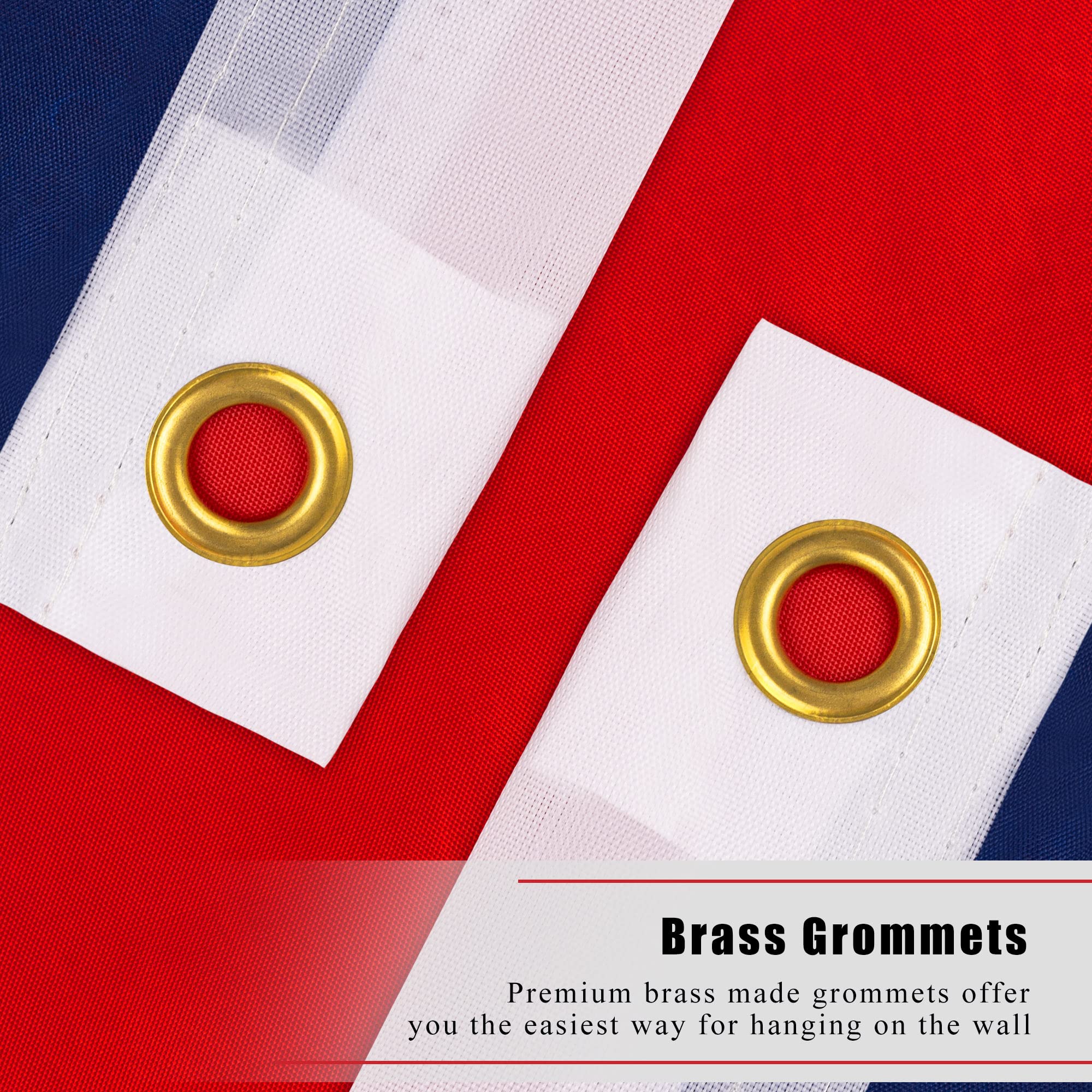 WHGJ flag with double stitched edges for stronger seams and durability.