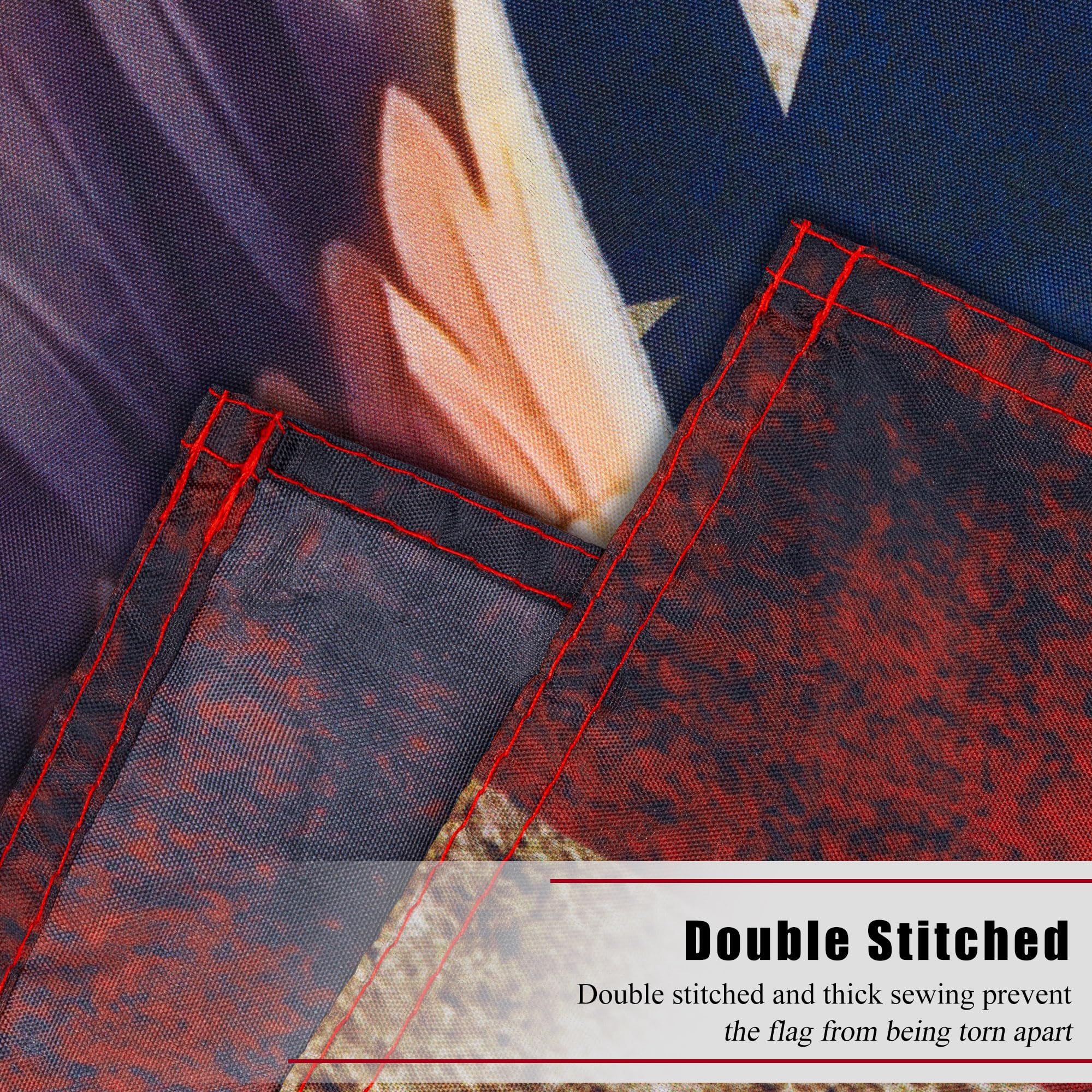 WHGJ double-stitched flag with reinforced edges for durability.