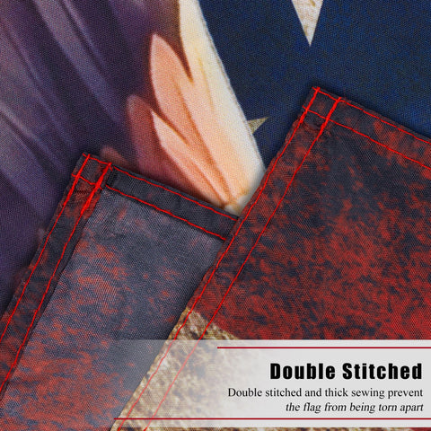 WHGJ double-stitched flag with reinforced edges for durability.
