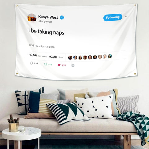 WHGJ Kanye flag with brass grommets enables easy hanging.