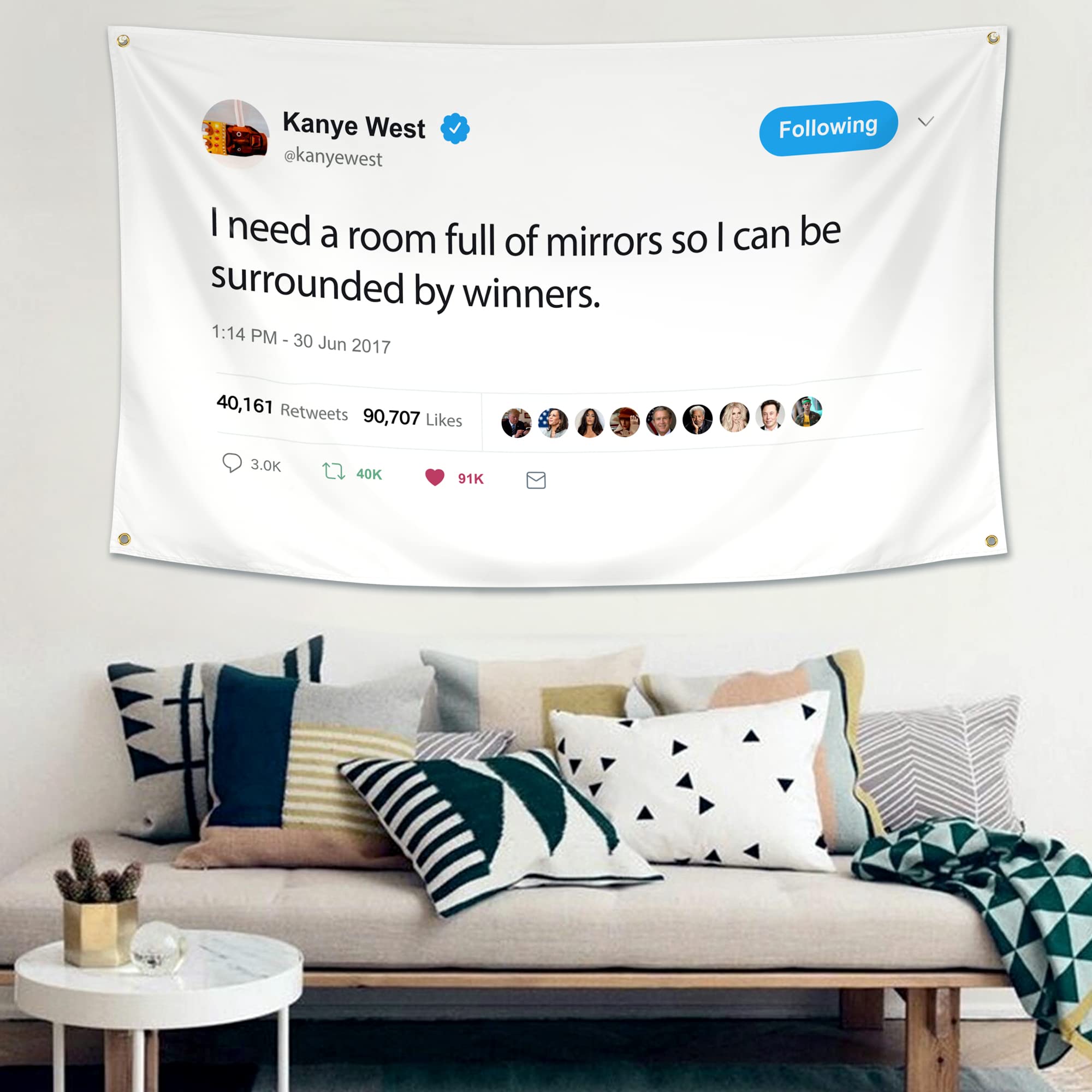 WHGJ Kanye flag with brass grommets ready for easy wall hanging